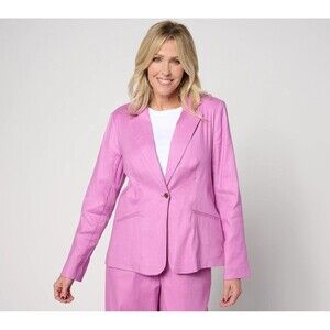 Womens NWT  Studio Park Leah Williams Elevated Linen Blazer Orchid Purple 5X Plu